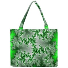 Green Fractal Background Mini Tote Bag by Simbadda