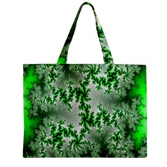 Green Fractal Background Zipper Mini Tote Bag by Simbadda