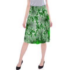 Green Fractal Background Midi Beach Skirt by Simbadda