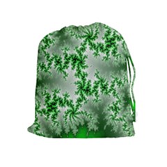 Green Fractal Background Drawstring Pouches (extra Large) by Simbadda