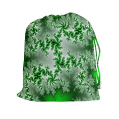 Green Fractal Background Drawstring Pouches (xxl) by Simbadda