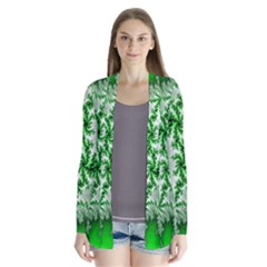 Green Fractal Background Cardigans by Simbadda