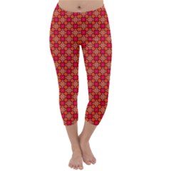 Abstract Seamless Floral Pattern Capri Winter Leggings  by Simbadda