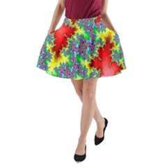 Colored Fractal Background A-line Pocket Skirt by Simbadda