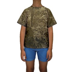 Peacock Metal Tray Kids  Short Sleeve Swimwear by Simbadda