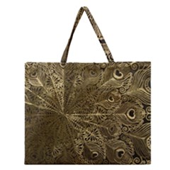 Peacock Metal Tray Zipper Large Tote Bag by Simbadda