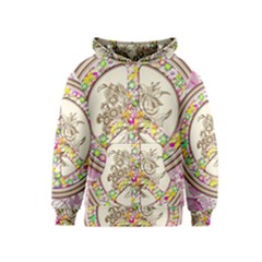 Peace Logo Floral Pattern Kids  Pullover Hoodie by Simbadda