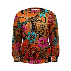 Colorful The Beautiful Of Art Indonesian Batik Pattern Women s Sweatshirt by Simbadda