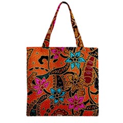 Colorful The Beautiful Of Art Indonesian Batik Pattern Zipper Grocery Tote Bag by Simbadda