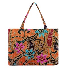 Colorful The Beautiful Of Art Indonesian Batik Pattern Medium Zipper Tote Bag by Simbadda