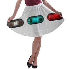 9 Power Button A-line Skater Skirt by Simbadda