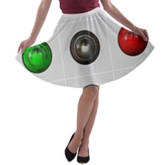 9 Power Buttons A-line Skater Skirt by Simbadda