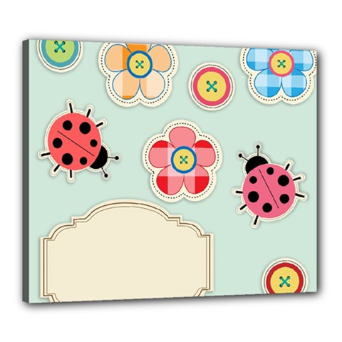 Buttons & Ladybugs Cute Canvas 24  X 20  by Simbadda