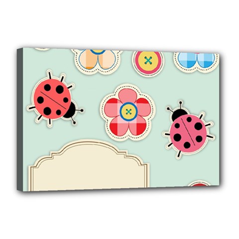 Buttons & Ladybugs Cute Canvas 18  X 12  by Simbadda