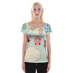 Buttons & Ladybugs Cute Women s Cap Sleeve Top by Simbadda