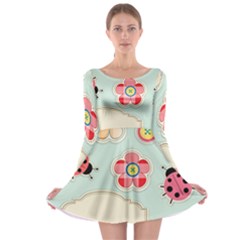 Buttons & Ladybugs Cute Long Sleeve Skater Dress by Simbadda