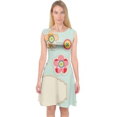 Buttons & Ladybugs Cute Capsleeve Midi Dress by Simbadda