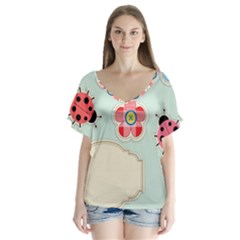 Buttons & Ladybugs Cute Flutter Sleeve Top by Simbadda