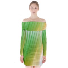 Folded Paint Texture Background Long Sleeve Off Shoulder Dress by Simbadda