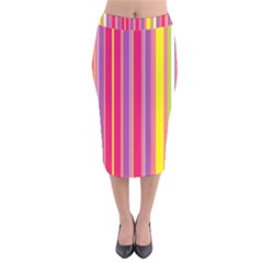 Stripes Colorful Background Velvet Midi Pencil Skirt by Simbadda