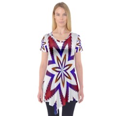 Fractal Flower Short Sleeve Tunic  by Simbadda