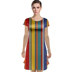 Stripes Background Colorful Cap Sleeve Nightdress by Simbadda