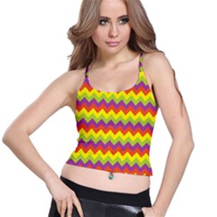 Colorful Zigzag Stripes Background Spaghetti Strap Bra Top by Simbadda