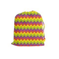 Colorful Zigzag Stripes Background Drawstring Pouches (large)  by Simbadda