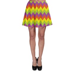 Colorful Zigzag Stripes Background Skater Skirt by Simbadda