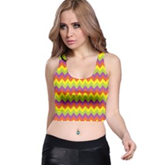 Colorful Zigzag Stripes Background Racer Back Crop Top by Simbadda