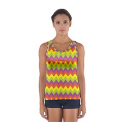 Colorful Zigzag Stripes Background Women s Sport Tank Top  by Simbadda