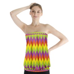 Colorful Zigzag Stripes Background Strapless Top by Simbadda