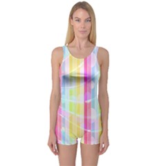 Abstract Stripes Colorful Background One Piece Boyleg Swimsuit by Simbadda