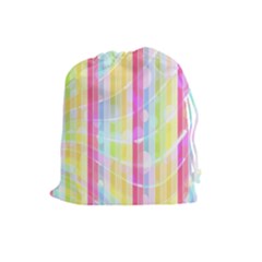 Abstract Stripes Colorful Background Drawstring Pouches (large)  by Simbadda