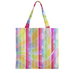 Abstract Stripes Colorful Background Zipper Grocery Tote Bag by Simbadda