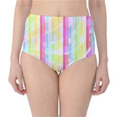 Abstract Stripes Colorful Background High-waist Bikini Bottoms by Simbadda