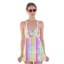 Abstract Stripes Colorful Background Halter Swimsuit Dress View1