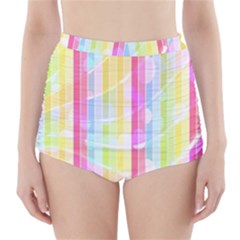 Abstract Stripes Colorful Background High-waisted Bikini Bottoms by Simbadda