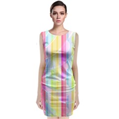 Abstract Stripes Colorful Background Classic Sleeveless Midi Dress by Simbadda