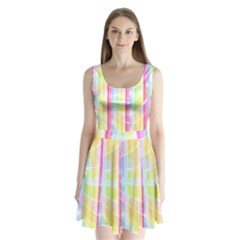 Abstract Stripes Colorful Background Split Back Mini Dress  by Simbadda