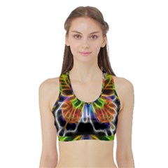 Fractal Butterfly Sports Bra With Border by Simbadda