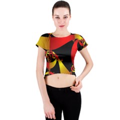 Fractal Ribbons Crew Neck Crop Top by Simbadda