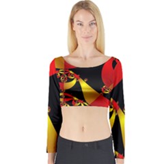 Fractal Ribbons Long Sleeve Crop Top by Simbadda