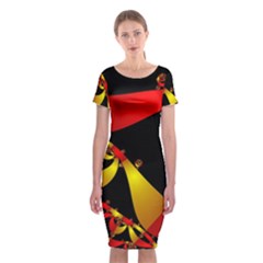 Fractal Ribbons Classic Short Sleeve Midi Dress by Simbadda