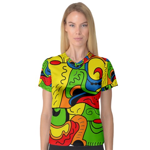 Mexico Women s V-neck Sport Mesh Tee by Valentinaart