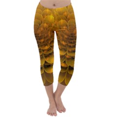 Yellow Flower Capri Winter Leggings  by Simbadda