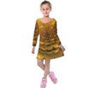 Yellow Flower Kids  Long Sleeve Velvet Dress View1