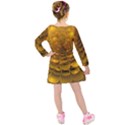 Yellow Flower Kids  Long Sleeve Velvet Dress View2