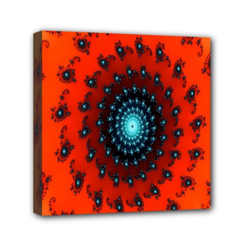 Red Fractal Spiral Mini Canvas 6  X 6  by Simbadda