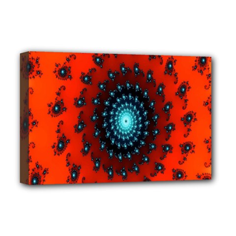 Red Fractal Spiral Deluxe Canvas 18  X 12   by Simbadda